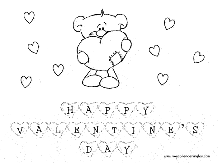 Valentine's Day 01 - Dibujos San Valentín Colorear en Inglés