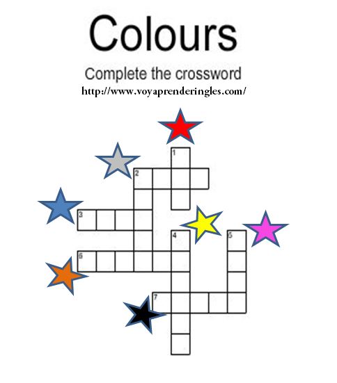 Colours Crossword Puzzle